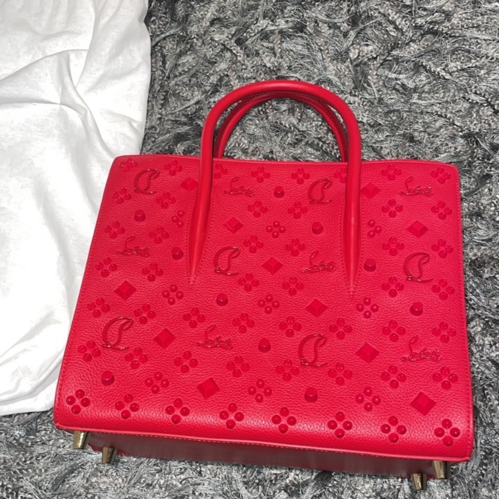 Christian Louboutin Red Calf Leather Paloma Loubinhesky Medium Top Handle Bag - Picture 5 of 15